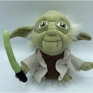 Star Wars Jedi Master Yoda Plush 8" Disney Store Stuffed Toy Doll Light Saber